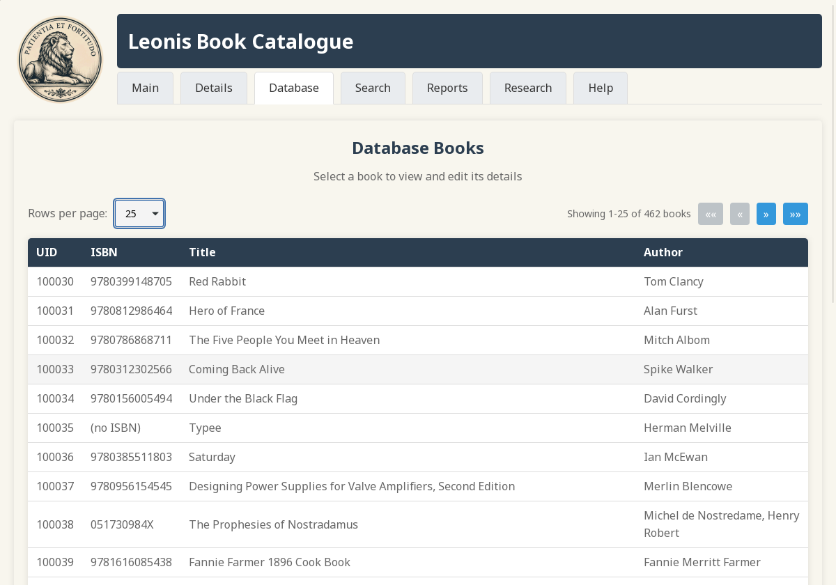 Database browser view