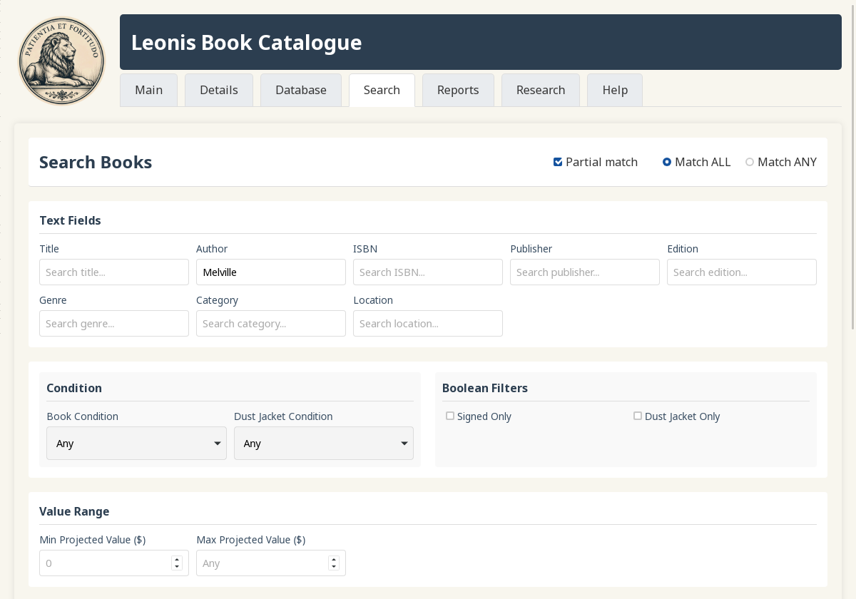Advanced Search interface